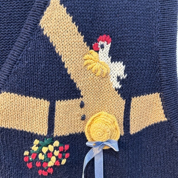 Capacity Vintage 80’s Ramie Cotton Farm Vest Sz L Chicken Apple Granny Teacher - Picture 6 of 10